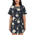 thumbnail image 1 of Naloa Lilies Flowers Women's Short-Sleeved Pajama Set, Loungewear, Summer pajamas, Breathable Cozy - 4X-Large, 1 of 9