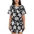 thumbnail image 1 of Naloa Lilies Flowers Women's Short-Sleeved Pajama Set, Loungewear, Summer pajamas, Breathable Cozy - 4X-Large, 1 of 9