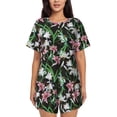 thumbnail image 1 of Naloa Lilies Flowers Women's Short-Sleeved Pajama Set, Loungewear, Summer pajamas, Breathable Cozy - Large, 1 of 9