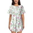 thumbnail image 1 of Naloa Lilies Flowers Women's Short-Sleeved Pajama Set, Loungewear, Summer pajamas, Breathable Cozy - Medium, 1 of 9