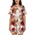 thumbnail image 1 of Naloa Lilies Flowers Women's Short-Sleeved Pajama Set, Loungewear, Summer pajamas, Breathable Cozy - Small, 1 of 9