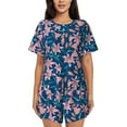 thumbnail image 1 of Naloa Lilies Flowers Women's Short-Sleeved Pajama Set, Loungewear, Summer pajamas, Breathable Cozy - Small, 1 of 9