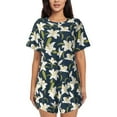 thumbnail image 1 of Naloa Lilies Flowers Women's Short-Sleeved Pajama Set, Loungewear, Summer pajamas, Breathable Cozy - X-Large, 1 of 9