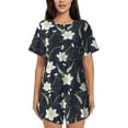 thumbnail image 1 of Naloa Lilies Flowers Women's Short-Sleeved Pajama Set, Loungewear, Summer pajamas, Breathable Cozy - X-Large, 1 of 9