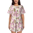thumbnail image 1 of Naloa Lilies Flowers Women's Short-Sleeved Pajama Set, Loungewear, Summer pajamas, Breathable Cozy - XX-Large, 1 of 9
