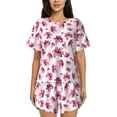 thumbnail image 1 of Naloa Lilies Flowers Women's Short-Sleeved Pajama Set, Loungewear, Summer pajamas, Breathable Cozy - XX-Large, 1 of 9