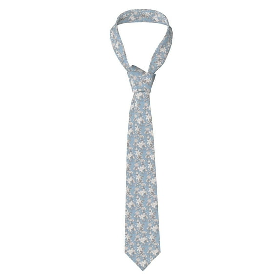 Naloa Lily Flower Print Solid Color Tie Formal Necktie for Men，Suitable for business, daily life, work