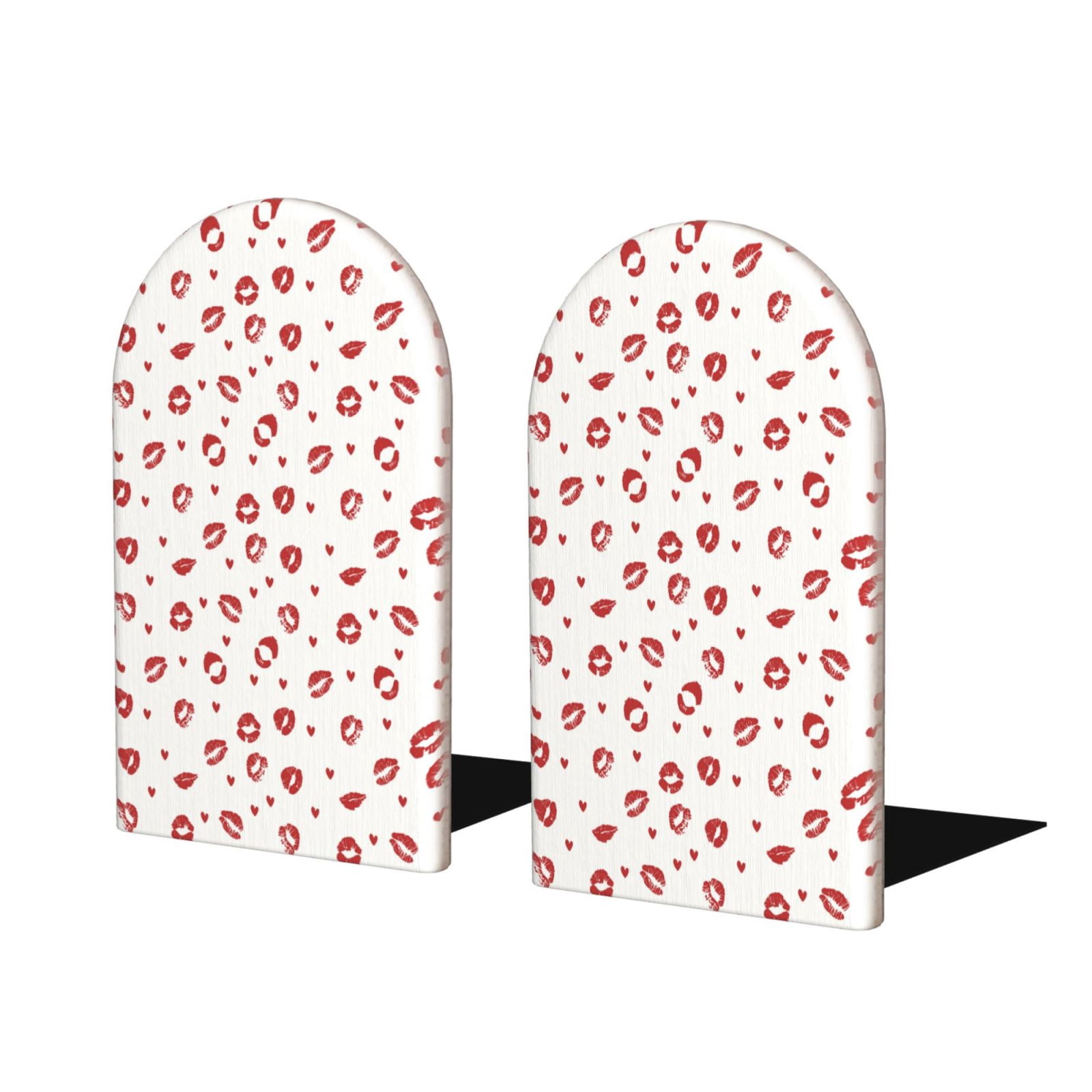 Naloa Lips Kiss Wood Non-Skid Bookend for Shelves,Book Ends for Heavy ...