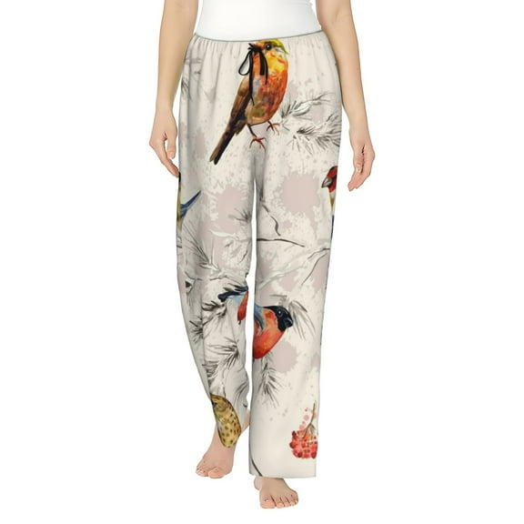 Naloa Little Birds Print Women’s Ultra-Soft Comfy Pajama Lounge Pants with Pockets & Drawstring