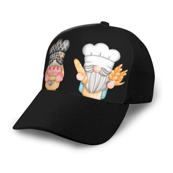 Naloa Little Chef Gnome Adult adjustable Print Baseball Hat, Patchwork curved brim baseball capfor Men and Women, One Size
