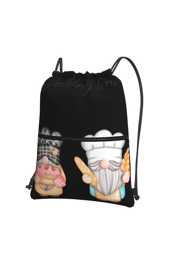 Little Chef Gnome Drawstring Backpack String Bag Cinch Water Resistant for Gym Shopping Sport Yoga