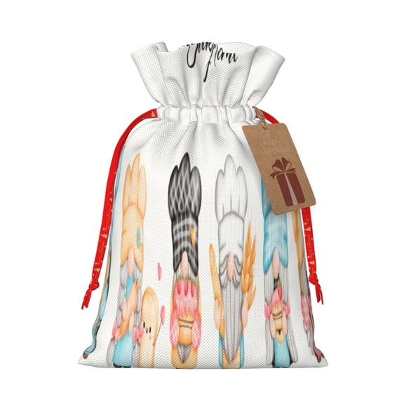 Naloa Little Chef Gnome Drawstring Christmas Bags, 3D Xmas Gift Bags, Christmas Wrapping Bags, Xmas Goodie Bags, Treat Pouch Bags, Party Favor Bags-Medium