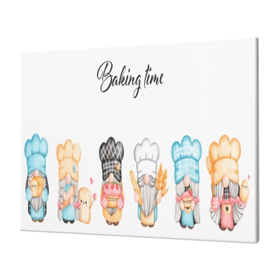 Naloa Little Chef Gnome Print Canvas Picture,Wall Pictures, Modern Decorative Poster,Art Prints for Bedroom, Toilet, 40 x 30 cm, Built-in Wooden Frame