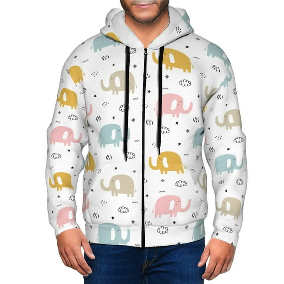 Naloa Little Elephant Men’s Hoodies, Zip up Hoodie, Sweatshirts,Hoodies for Men Sizes S-3XL-Small