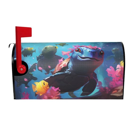 Naloa Lively Cute Turtle Mailbox Covers Magnetic Post Box Cover Post Letter Box Cover Garden Decor-21x18 in