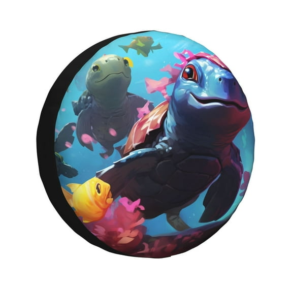 Naloa Lively Cute Turtle PVC Leather Spare Tire Wheel Cover for Car Truck SUV Camper Trailer Universal Fit many size16 inch