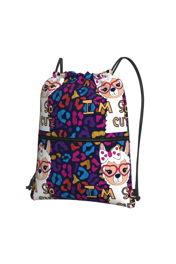 Llama Alpaca Drawstring Backpack String Bag Cinch Water Resistant for Gym Shopping Sport Yoga