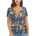 thumbnail image 1 of Naloa Llama and Cactus Print T-Shirts Short Sleeve V Neck Tees for Women Fashion Tops Trendy Lightweight Soft Casual Summer Outfits Clothes, 1 of 5