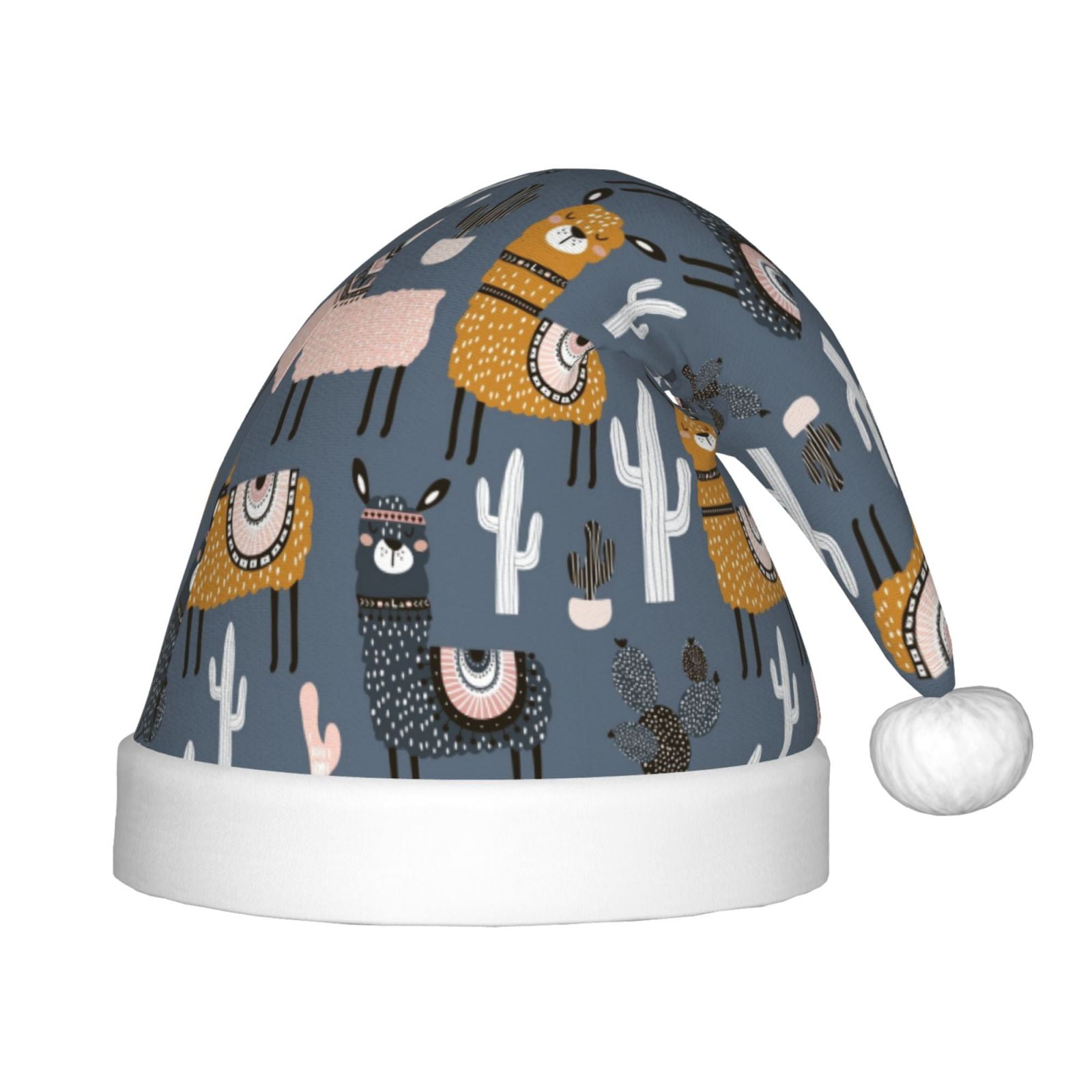 Naloa Llama and Cactus Santa Hat for Kids Baby Christmas Hats,Girls Boys Toddler Plush Xmas Holiday Hat,Luxury Santa Claus Hat