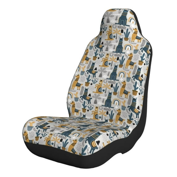 Naloa Llama and Cactus1 Car Seat Covers 2PCs Front Car Seat Covers Universal fit for Most Cars SUVs and Trucks - 2 PCS