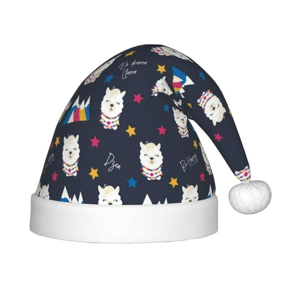 Naloa Llamas 1 Santa Hat for Kids Baby Christmas Hats,Girls Boys Toddler Plush Xmas Holiday Hat,Luxury Santa Claus Hat