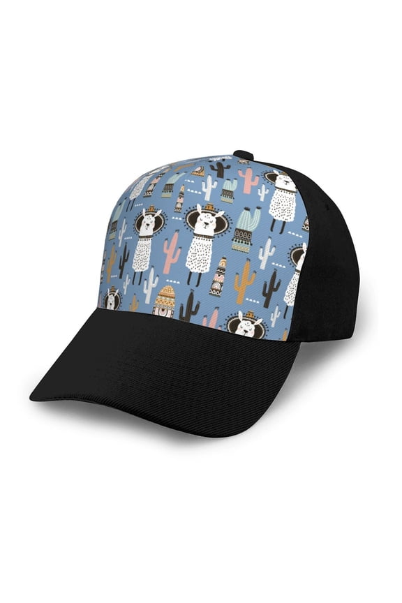 Llamas And Cactus Adult adjustable Print Baseball Hat, Patchwork curved brim baseball capfor Men and Women, One Size