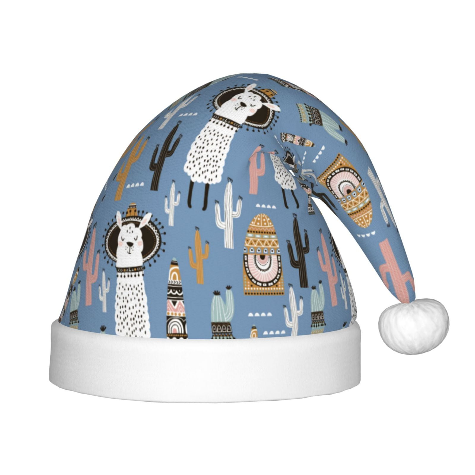 Naloa Llamas And Cactus Santa Hat for Kids Baby Christmas Hats,Girls Boys Toddler Plush Xmas Holiday Hat,Luxury Santa Claus Hat
