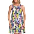 thumbnail image 1 of Naloa Llamas Colorful Print Women's Summer Spring Casual Beach Sundress,Vacation Sleeveless Tank Crewneck Loose Dresses, 1 of 7