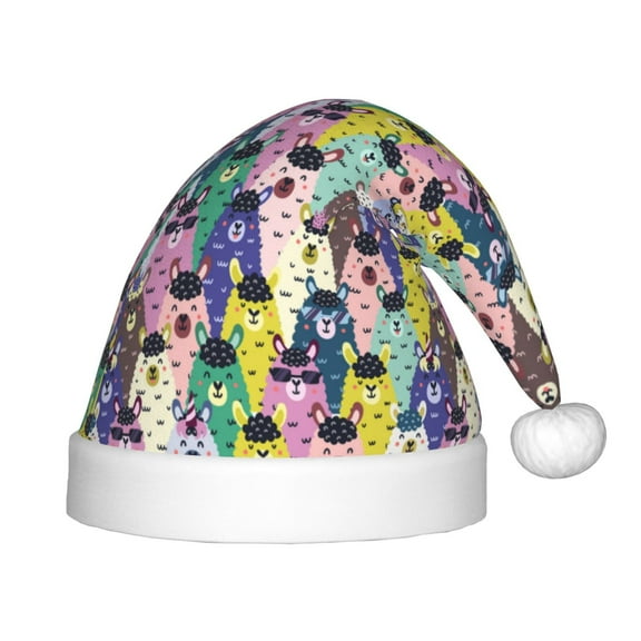 Naloa Llamas Colorful Santa Hat for Kids Baby Christmas Hats,Girls Boys Toddler Plush Xmas Holiday Hat,Luxury Santa Claus Hat