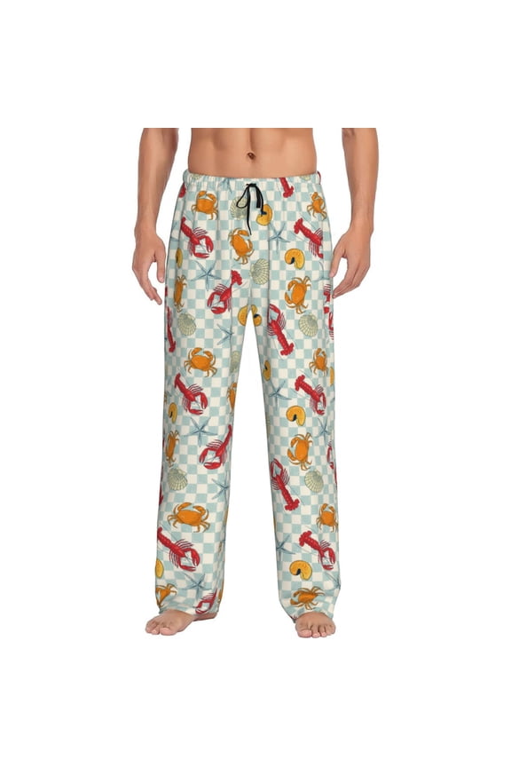 Lobster Sea Shell Pajama Pants Men, PJ Bottoms, Sleep & Lounge Pants-Small