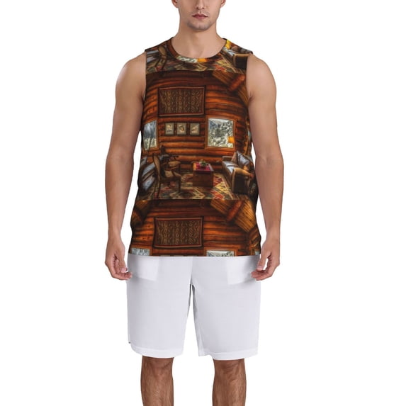 Naloa Log Cabin Inside Basketball Jersey Reversible Men's Mesh Athletic Sports Shirts Training Practice S-4XL4X-Large