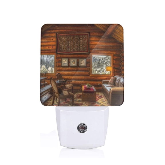 Naloa Log Cabin Inside Night Lights Plug into Wall, Dusk to Dawn Sensor Warm White Led Night Light 0.5W, Nightlight suit for Adults, Bedroom, Bathroom, Hallway, Kitchen