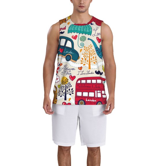 Naloa London Symbols Basketball Jersey Reversible Men's Mesh Athletic Sports Shirts Training Practice S-4XLMedium