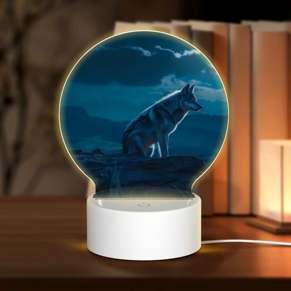 Naloa Lonely Night Wolf Acrylic LED Night Light Custom LED Lights Personalized Nightlight Customized Gifts for Family Couples Friends