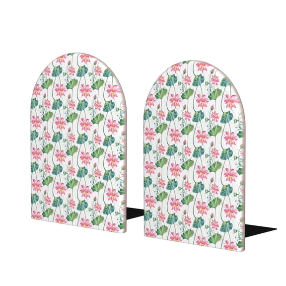 Naloa Lotus Flower 2 Pcs Bookend Large Capacity Office Book Ends for Home Office Library School Study Decoration