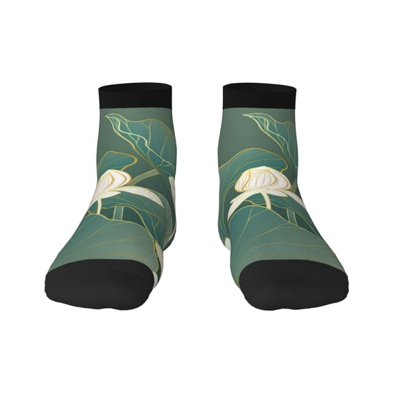 Naloa Lotus Golden Line Ankle Socks for Women Non Slip Socks No Show Socks Classic Low Cut Casual Socks Casual Socks