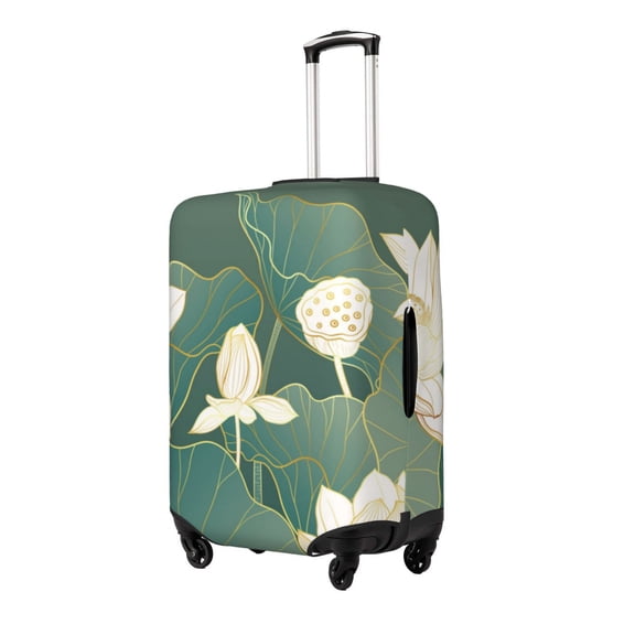 Naloa Lotus Golden Line Elastic Suitcase Protector, Travel Suitcase Protector Cover Fits 18-32in Suitcase(No luggage included)-Small