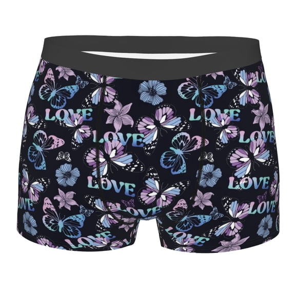 Naloa Love Butterflies Print Mens Underwear - Boxers for Men, Classic Briefs for Men