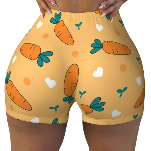 Naloa Love Carrot Biker Shorts for Women Seamless Scrunch Short Women’s Yoga Shorts for Gym Running Sport Shorts - Small