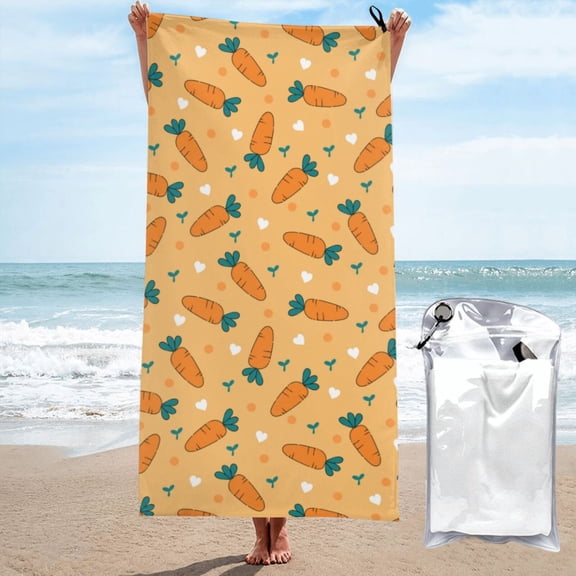 Naloa Love Carrot Microfiber Ultra Soft Highly Absorbent Bath Towel, Quick Drying Towels for Body, Sport, Yoga, SPA, Fitness-27.5"x55"