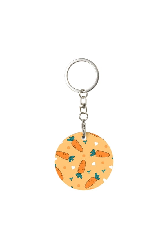 Love Carrot Print Round Keychain Keychain Key Ring, Key Tag, Key Chain Bulk for Gift Accessories (Round)