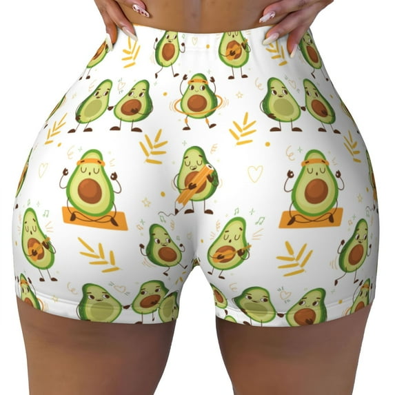 Naloa Lovely Avocado Biker Shorts for Women Seamless Scrunch Short Women’s Yoga Shorts for Gym Running Sport Shorts - Large