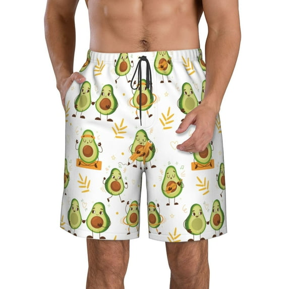 Naloa Lovely Avocado Men's Beach Shorts, Surfing shorts, Swim trunks, Quick Dry Swim Trunks for Surfing Beach Fun - Medium