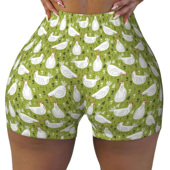 Naloa Lovely Chickens Biker Shorts for Women Seamless Scrunch Short Women’s Yoga Shorts for Gym Running Sport Shorts - Small