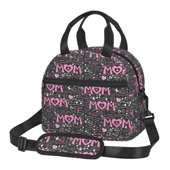 Naloa Lovely Mom Ever Print Lunch Bag for Women & Men Insulated Lunch Box or Cooler Lunch Tote Bags for Work, Travel, Outdoor