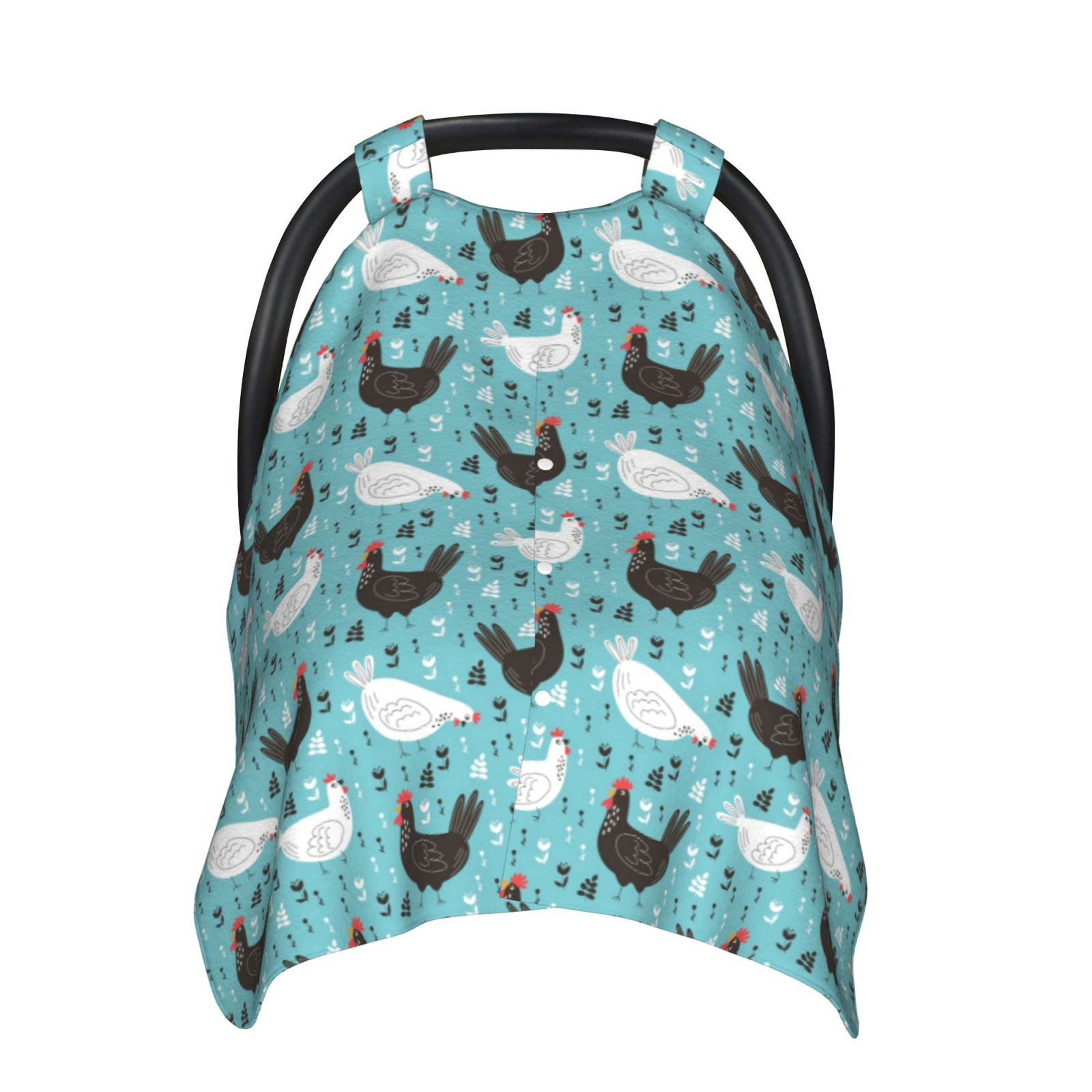 Naloa Lovely Roosters Baby Car Seat Cover, Breathable Baby Carrier Cover, Multiuse Baby Carrier Cover & Nursing Breastfeeding Cover