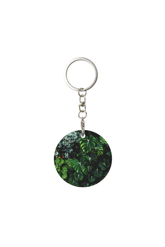 Lush Foliage Green Plant Print Round Keychain Keychain Key Ring, Key Tag, Key Chain Bulk for Gift Accessories (Round)
