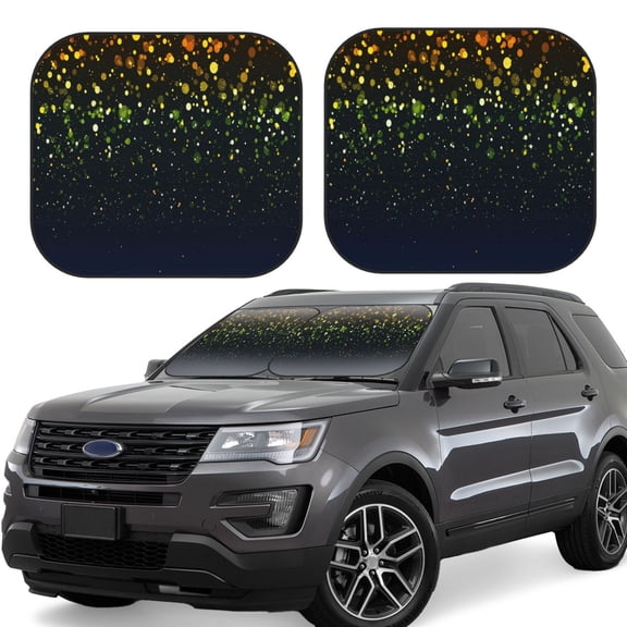 Naloa Luxury golden sparkle Print 2-Piece Windshield Sunshade,Foldable Car Front Window Sun Shades,for Most Sedans SUV Truck-Small