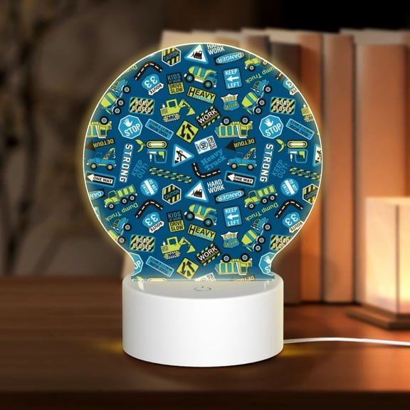 Naloa Machinery Road Construction Acrylic LED Night Light Custom LED Lights Personalized Nightlight Customized Gifts for Family Couples Friends