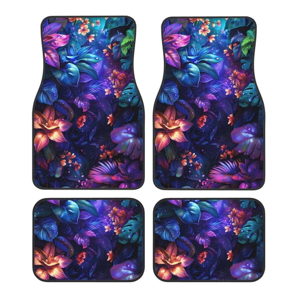 Naloa Magic Colorful Forest Leaves Car Foot Mat Set of 4 Pieces - Universal Floor Liner Neoprene Full Set Floor Mats for Cars Trucks SUV